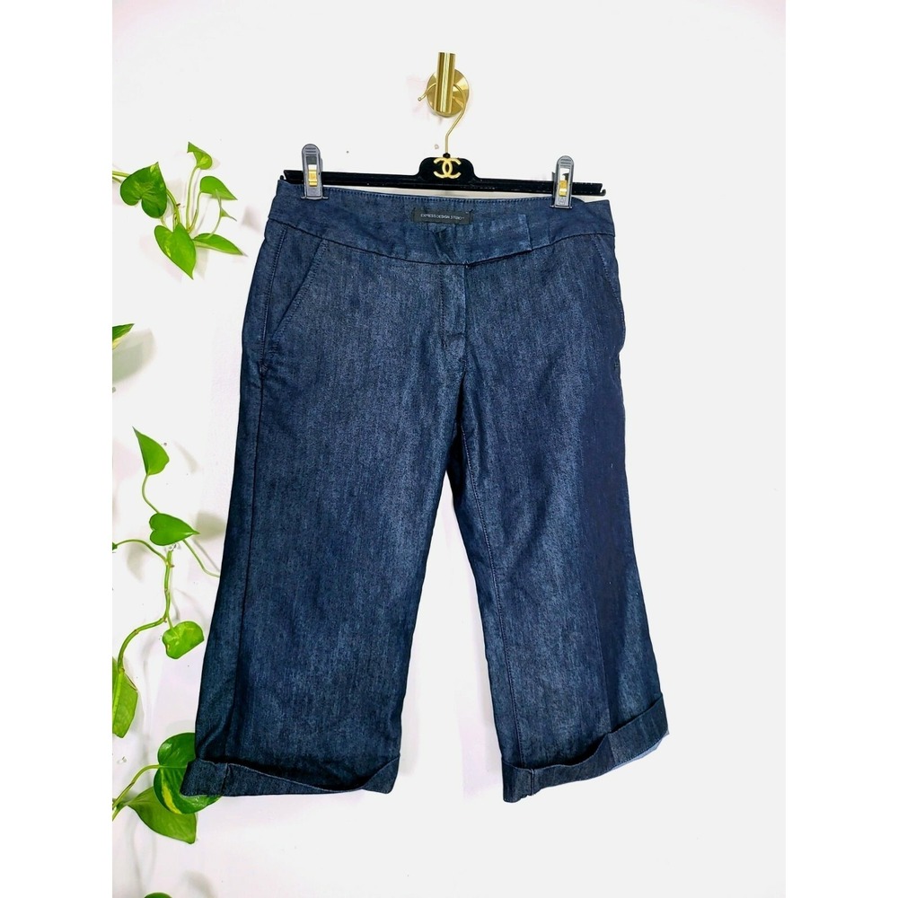 Y2K Capri Jeans Womens 4 SMALL Blue Denim EXPRESS Design Studio Pedal Pusher
